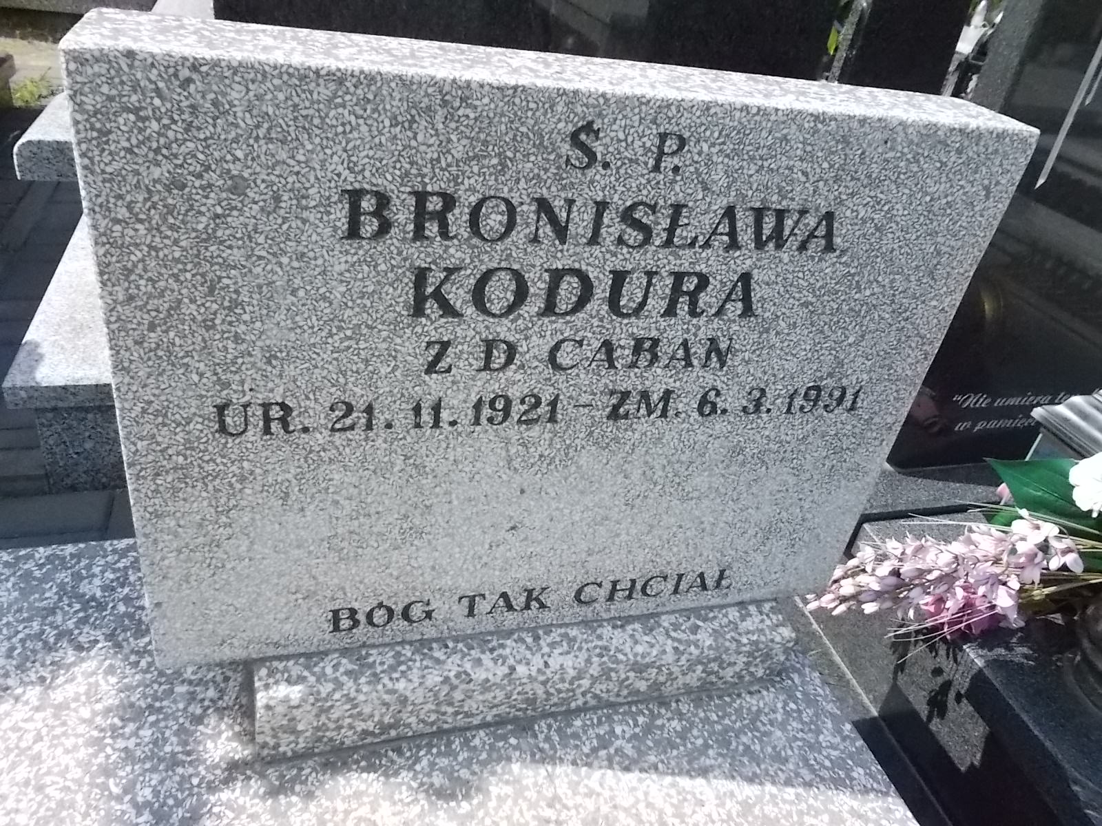 Bronisława Kodura 1921 Pabianice - Grobonet - Wyszukiwarka osób pochowanych